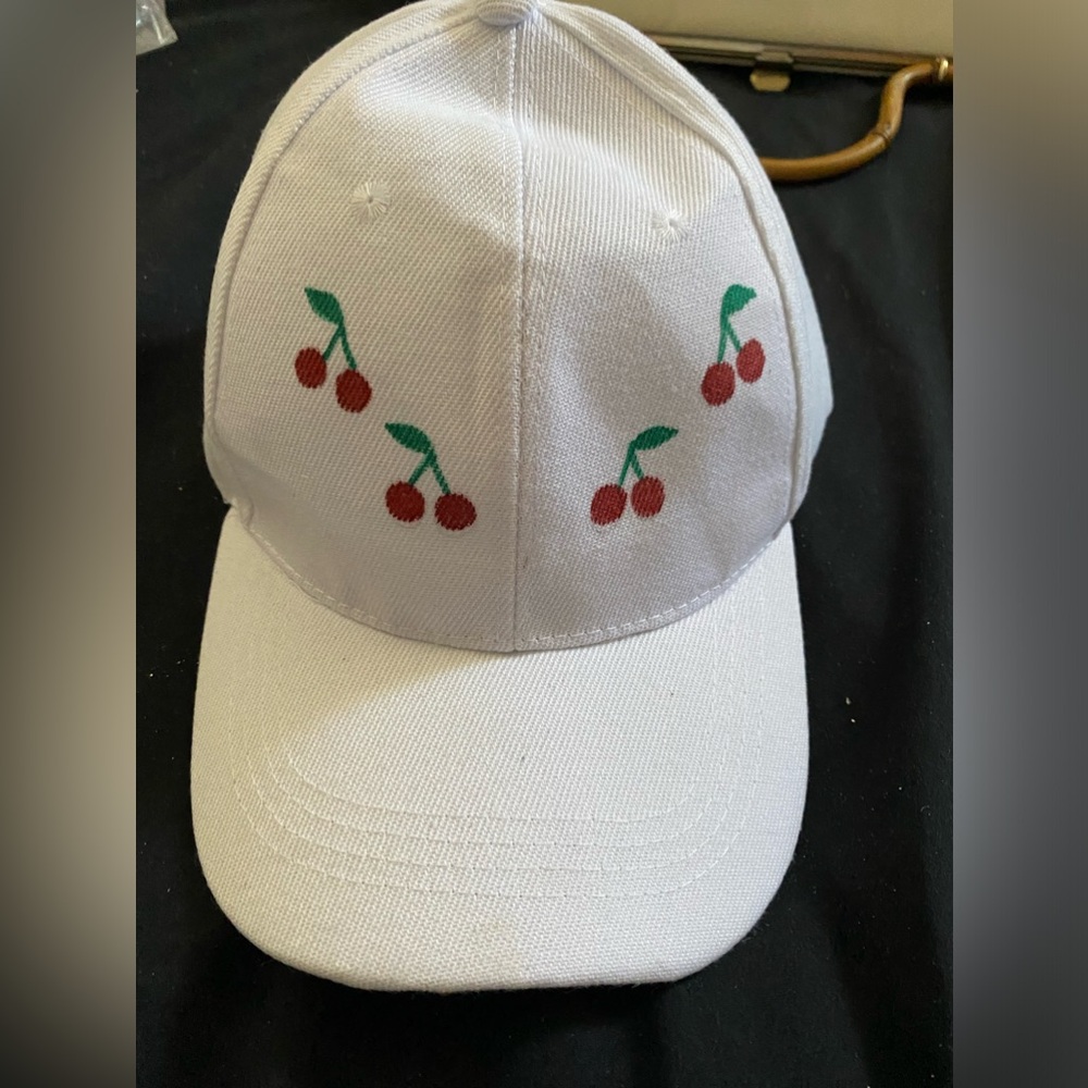 White with red cherries baseball cap